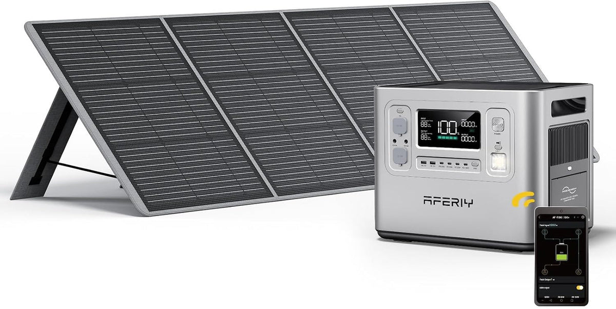 2400W 2048Wh Portable Power Station with 200W Solar Panel, Solar Generator Control via App, Lifepo4 Battery Quick Charge in 1.5H, 240V AC Outlets, 13 Outputs for Home Emergency/Camping/Rv