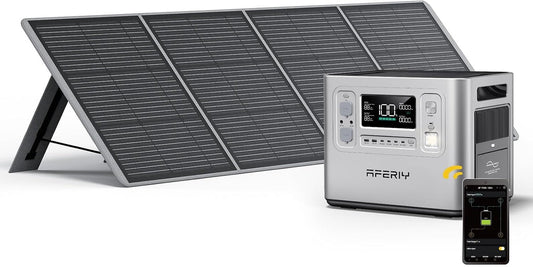 2400W 2048Wh Portable Power Station with 200W Solar Panel, Solar Generator Control via App, Lifepo4 Battery Quick Charge in 1.5H, 240V AC Outlets, 13 Outputs for Home Emergency/Camping/Rv