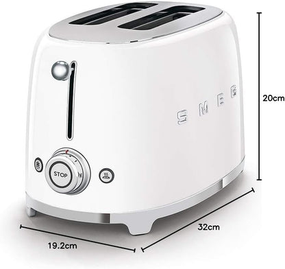 Smeg TSF01WHUK 50's Style Retro 2 Slice Toaster - White