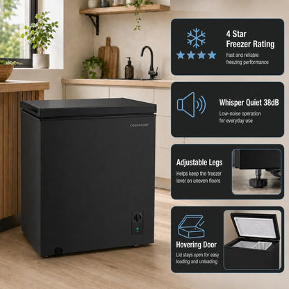 Cookology 99L Chest Freezer CCFZ99BK – Switches to Fridge Mode, Quiet 41dB, Garage Safe, Removable Basket, Black