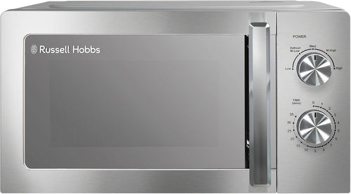 Russell Hobbs Stainless Steel Microwave 20 Litre 800W Solo Manual with 5 Power Levels, Defrost Function & Easy Clean, 35 Minute Timer, RHMM827SS