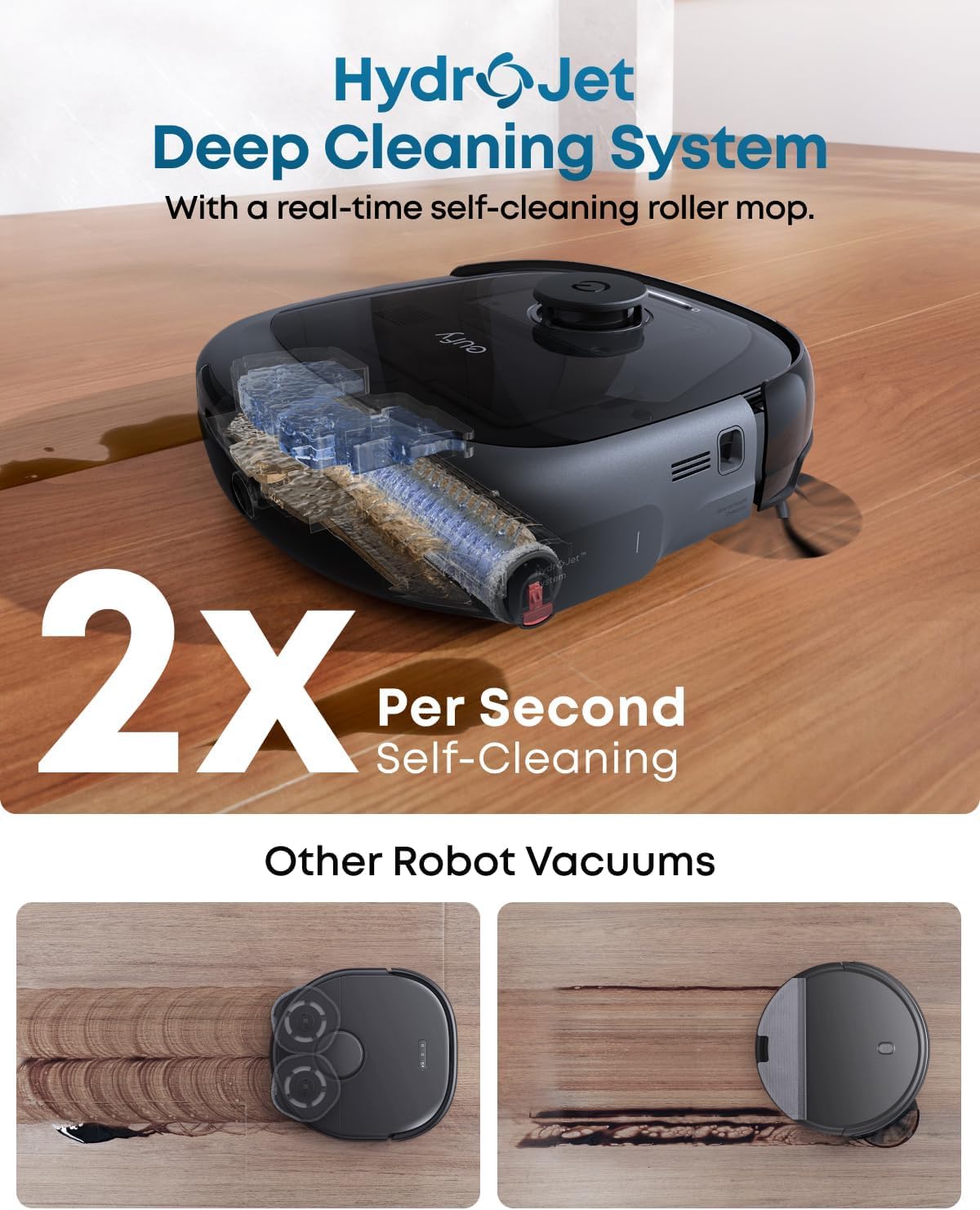 eufy E25 Omni, Robot Vacuum Cleaner with Mop,HydroJet Self-Clean Roller Mop