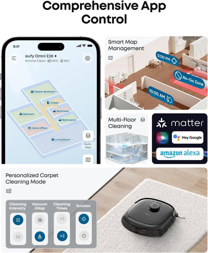 eufy E25 Omni, Robot Vacuum Cleaner with Mop,HydroJet Self-Clean Roller Mop