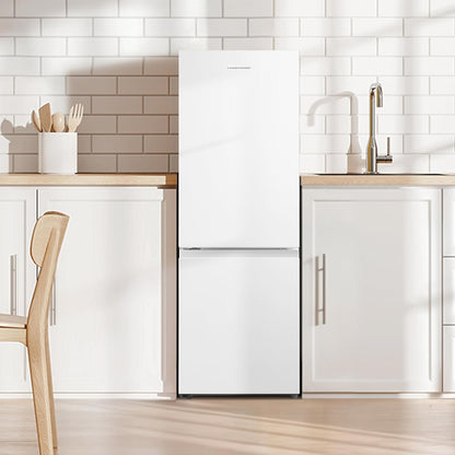 Fridgemaster 50cm Slim Fridge Freezer MC50175A – Fits Narrow Kitchens, 175L 60/40, Quiet 39dB, Reversible Door, White