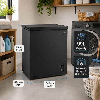Cookology 99L Chest Freezer CCFZ99BK – Switches to Fridge Mode, Quiet 41dB, Garage Safe, Removable Basket, Black