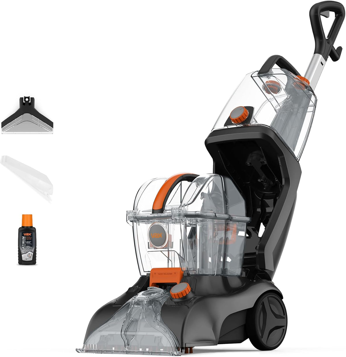 Vax Rapid Power Revive Carpet Cleaner Machine, Rug, Upholstery, Car, Stair Upright Shampooer Washer, Handheld Spot Cleaning Wash Tool, Solution, 1200W, Grey/Orange, CWGRV011