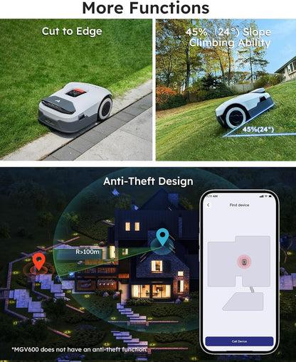 Robot Lawnmower NO Wire - 1000m², Full Band RTK+4-Eye Vision Robotic Lawn Mower, Automatic Mapping, 30 Multi-zone Management, Accurate Obstacle Avoidance, Intelligent Anti-Theft, APP Control