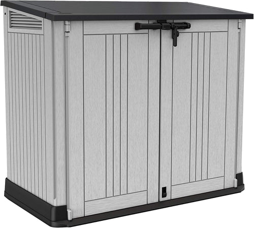 Keter Store It Out Nova Outdoor Garden Furniture Storage Shed Light Grey with Dark Grey Lid | Fade Free | All Weather Resistant | Safe and Secure | Zero Maintenance | 5 year Warranty